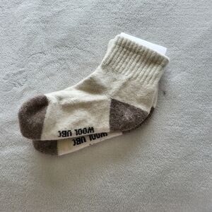 Wool Blend Kids' Socks in Cream and Brown